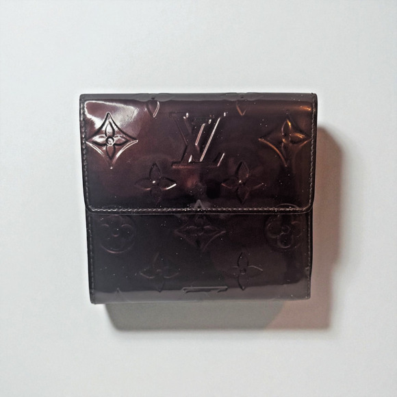 LOUIS VUITTON Vernis Elise Wallet M93523 Amarante burgundy Trifold Double Snap - Picture 2 of 12